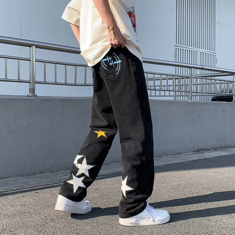 Fried Street Pants High Street Trendy Brand Pentagram Jeans