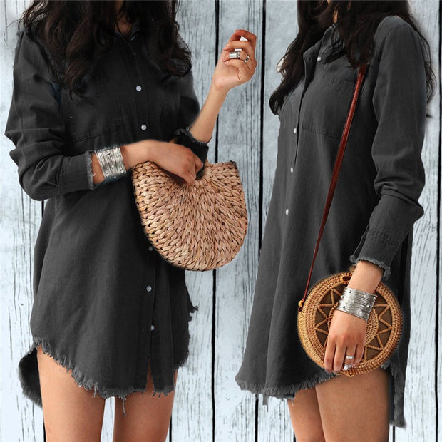 Fashion Fringed Denim Shirt