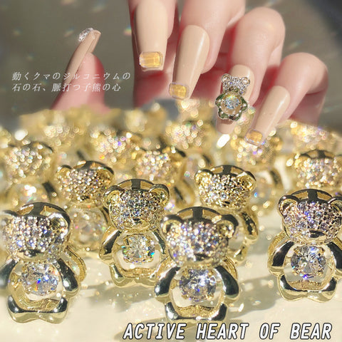 Nail Art Zircon Smart Bear Three-dimensional Nail Jewelry