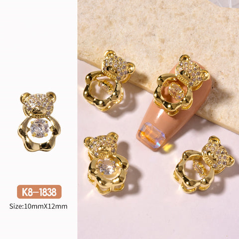 Nail Art Zircon Smart Bear Three-dimensional Nail Jewelry