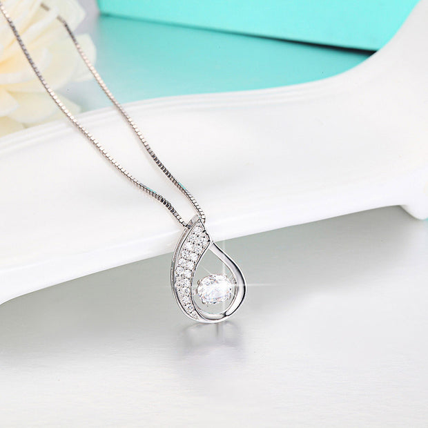 S925 Sterling Silver Clavicle Chain Necklace Simple Jewelry, Beating Heart, Micro-Inlaid Smart Pendant