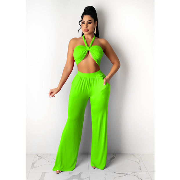 Two Piece Solid Color Street Beach Street Suit Women