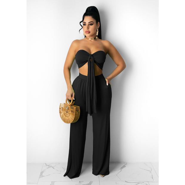 Two Piece Solid Color Street Beach Street Suit Women