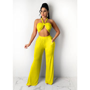 Two Piece Solid Color Street Beach Street Suit Women