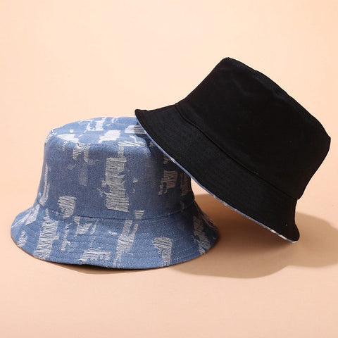 Neutral Hole Denim Fisherman Hat