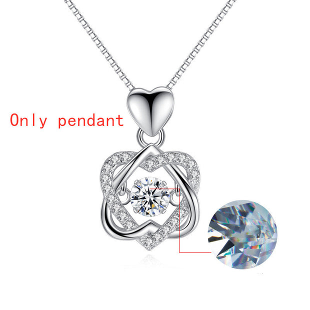 Smart Heart Necklace Female 925 Silver Plated Rose Gold Pendant Clavicle Chain Jewelry