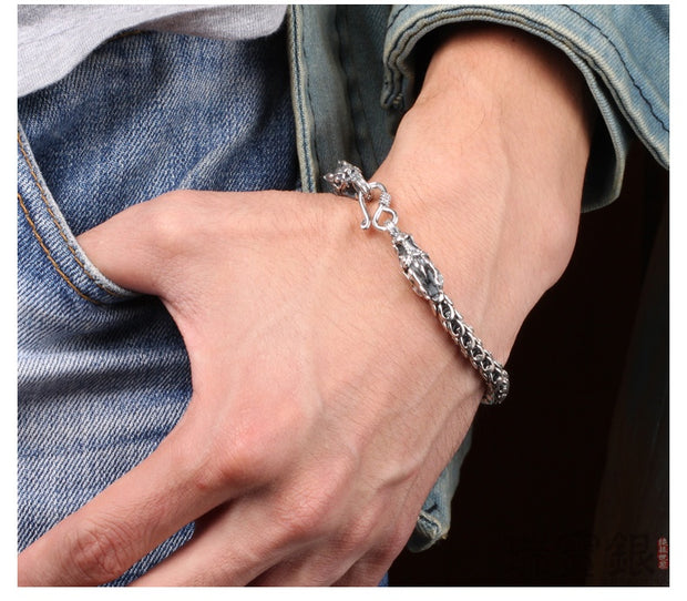 S925 silver bold domineering men's faucet bracelet