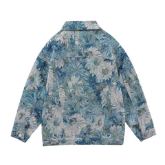 Creative Floral Denim Men Autumn Loose Men's And Women's Jackets