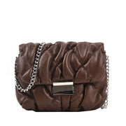 Lock Pleated Chic Chain Shoulder Bag Western Style Messenger Women