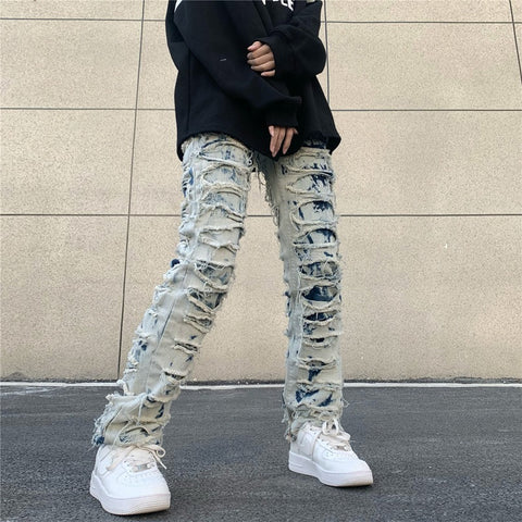 Fried Street Ripped Jeans Men's American High Street