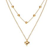 Double-layer Heart Pendant Fine Chain Necklace For Women Multilayer Gold Color Metal Necklaces Fashion Jewelry Accessories