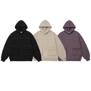 Multi-pocket Rivet Design Men's Hooded Terry Sweater