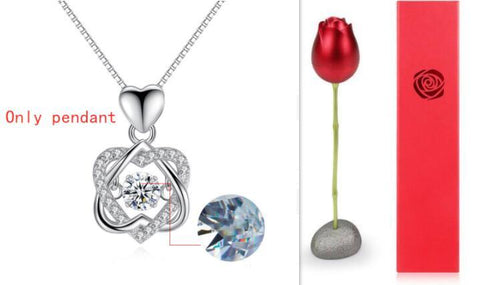 Smart Heart Necklace Female 925 Silver Plated Rose Gold Pendant Clavicle Chain Jewelry